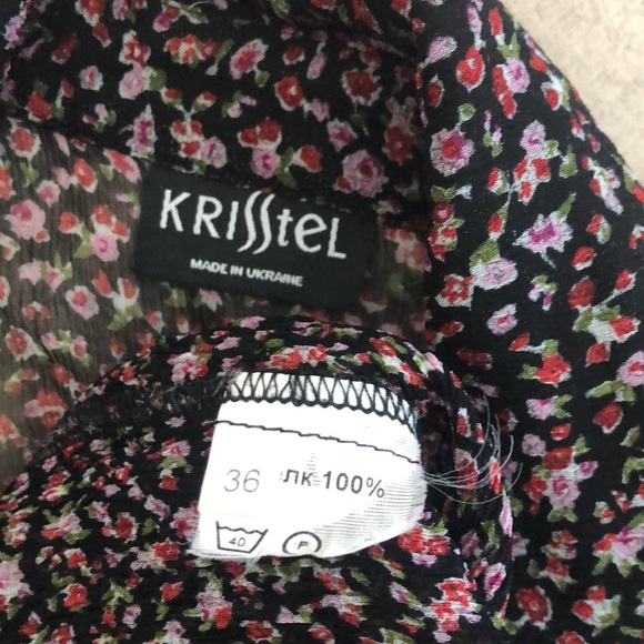 Krisstel Floral wrap style long sleeve blouse sm - Picture 8 of 8